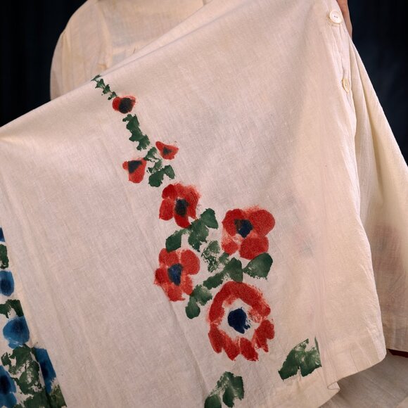 Vintage Boho Chic Casual Hand-painted Cotton Dress Made in India - Picture 8 of 9